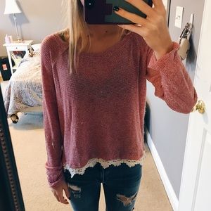 Pink lace sweater